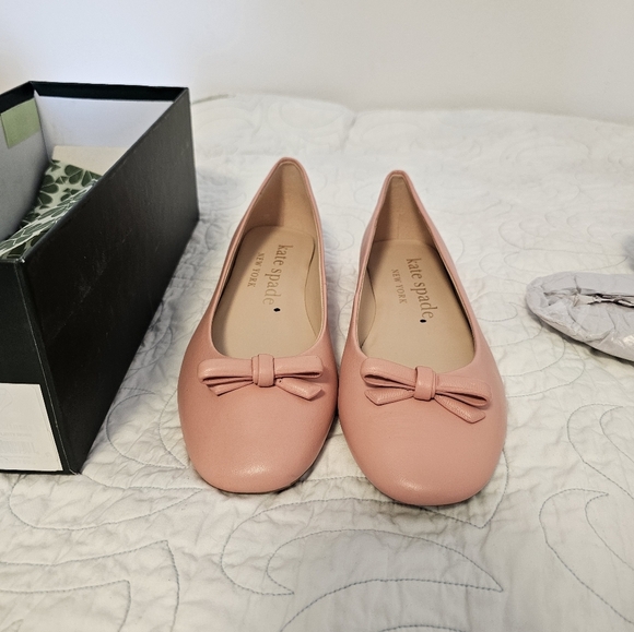 Kate Spade Kiersten Bow Leather Flats Light Pink Women's Size 7.5B - Picture 10 of 12